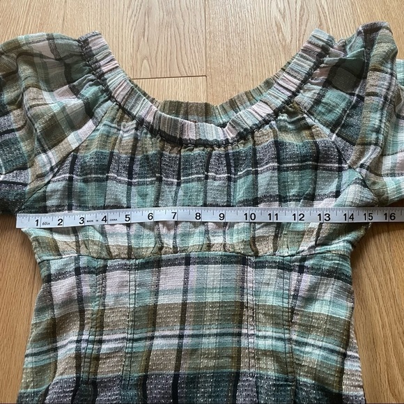 NWT - Free People Women's Teagan Plaid Puff Sleeve - xs - Picture 8 of 11